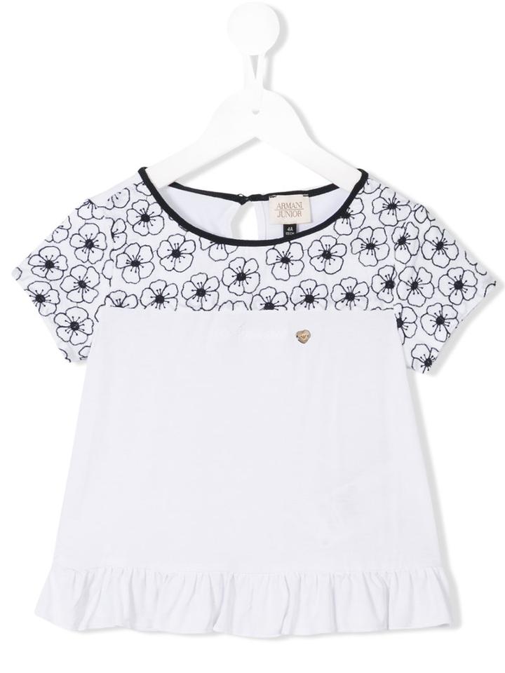 Armani Junior Poppy Print Top, Girl's, Size: 6 Yrs, White