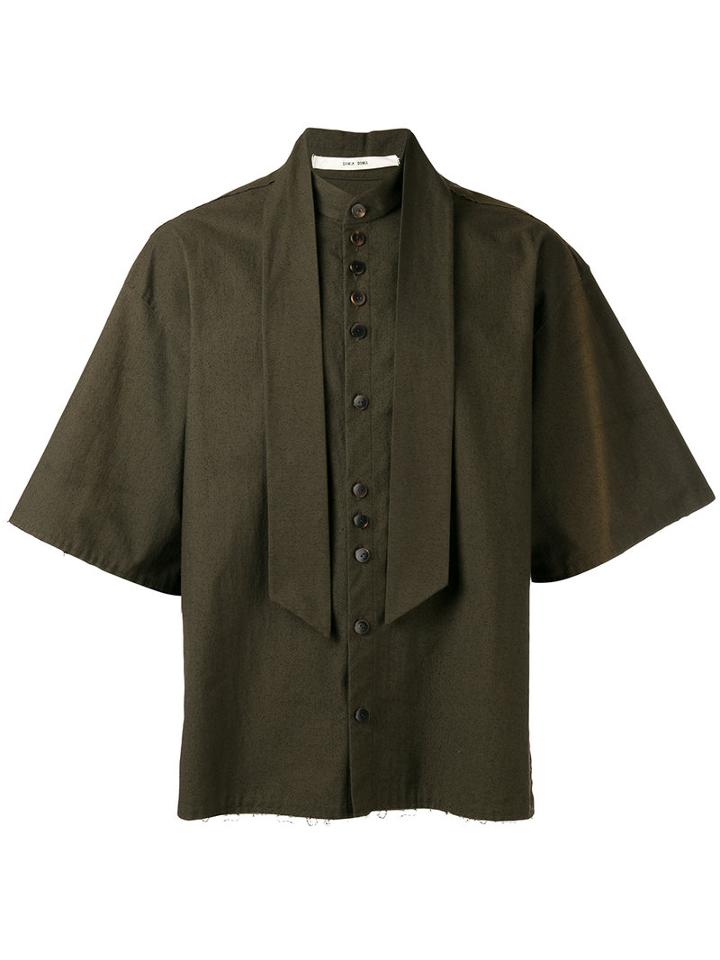 Damir Doma Sash Shirt, Men's, Size: Large, Green, Cotton/polyamide/spandex/elastane