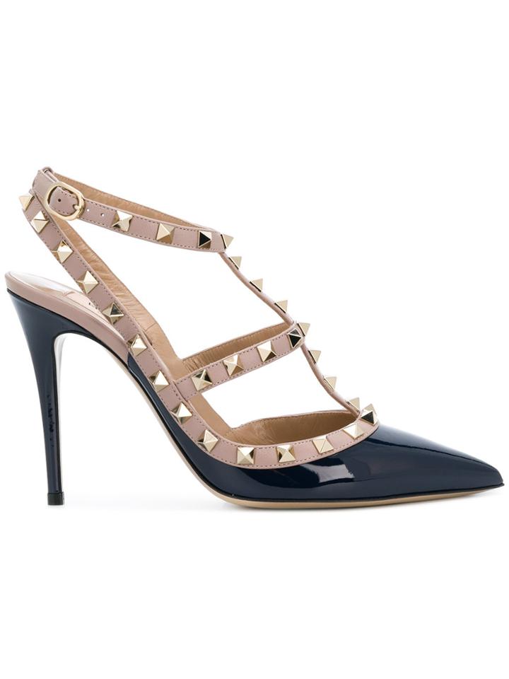 Valentino Rockstud Ankle Strap Pumps - Blue