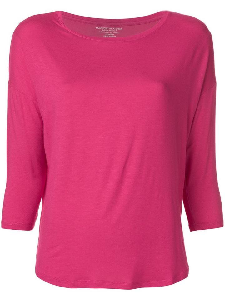 Majestic Filatures Cropped Sleeves Sweater - Pink