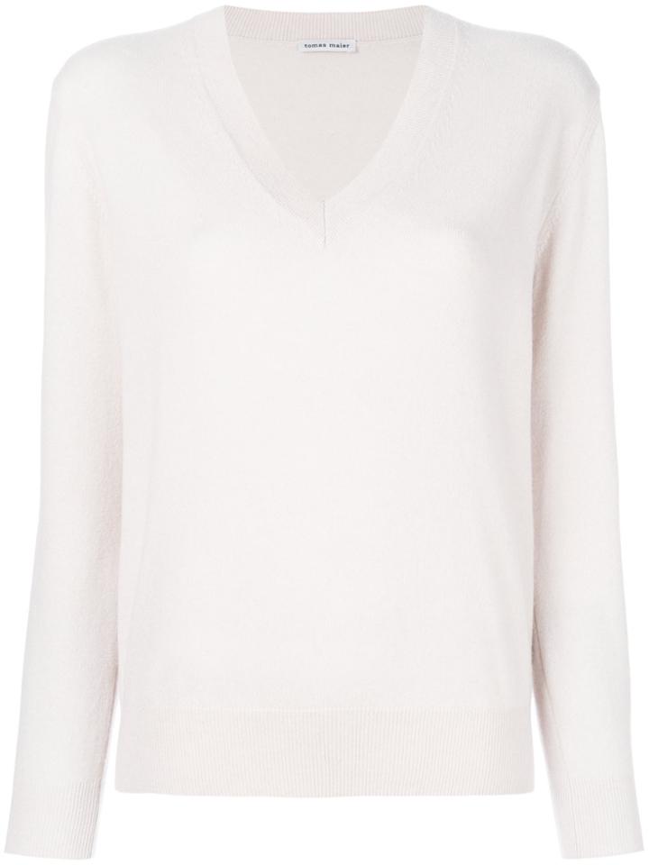 Tomas Maier Soft Cashmere V-neck - Nude & Neutrals
