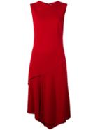 Dkny Asymmetric Midi Dress, Women's, Size: Xxs, Red, Viscose