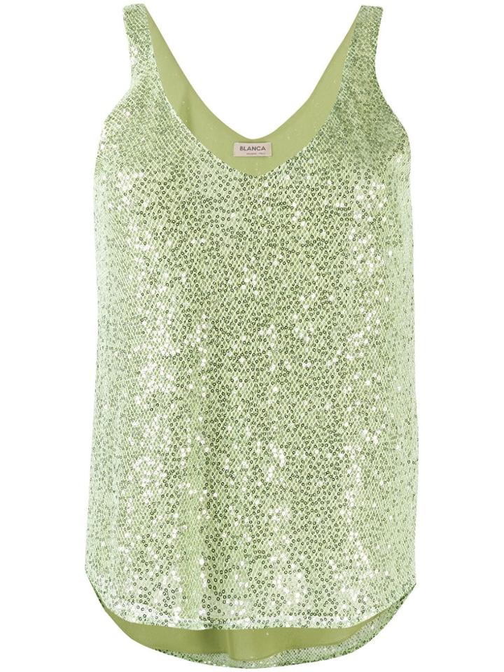 Blanca Sequin Embellished Top - Green