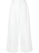 Tibi Cropped Trousers, Women's, Size: 2, White, Cotton/polyester