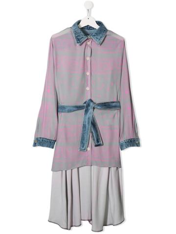 Natasha Zinko Kids Teen Printed Asymmetrical Dress - Grey