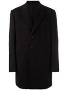Armani Collezioni Single Breasted Coat, Men's, Size: 54, Black, Cupro/virgin Wool/cashmere