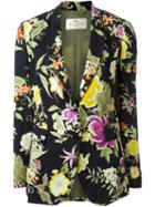 Etro Floral Print Blazer, Women's, Size: 42, Black, Viscose/spandex/elastane/cotton