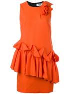 Msgm Ruffled Dress, Women's, Size: 42, Yellow/orange, Polyester/virgin Wool