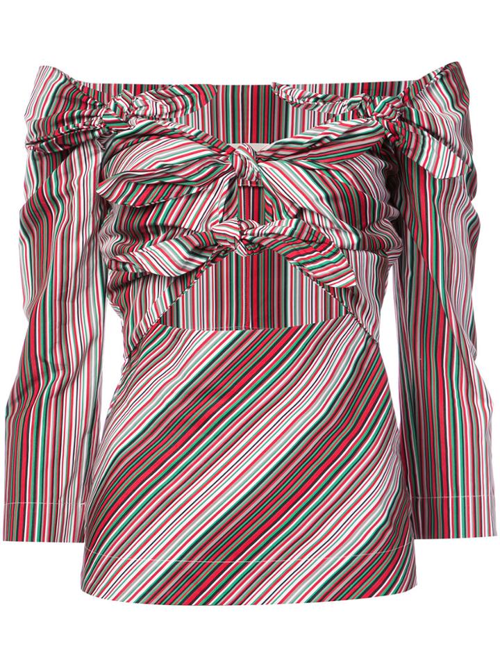 Isa Arfen Off-the-shoulder Striped Blouse - Red