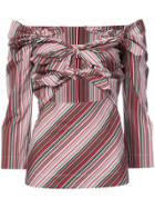 Isa Arfen Off-the-shoulder Striped Blouse - Red