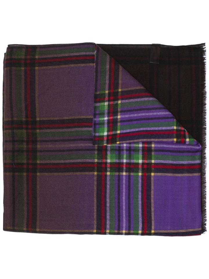 Altea Gradient Plaid Print Scarf - Brown