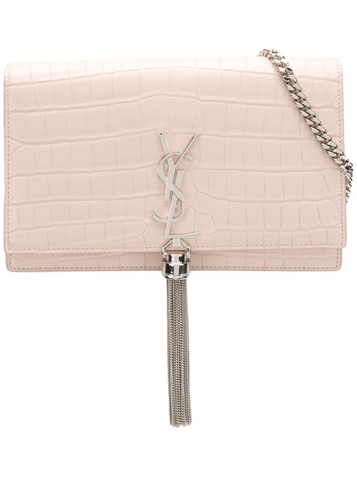 Saint Laurent Crocodile Embossed Kate Shoulder Bag - Pink & Purple