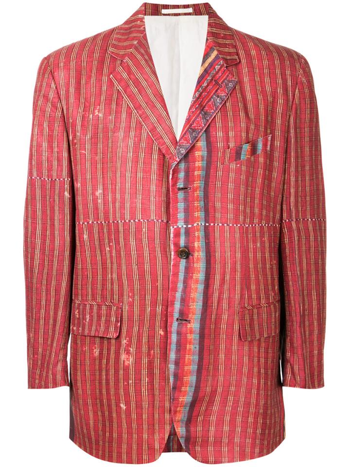 Comme Des Garçons Vintage Contrast-trim Checked Blazer - Red