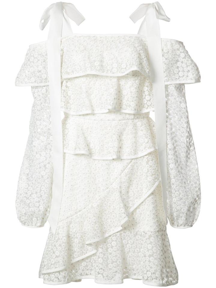 Rebecca Vallance The Society Frill Dress, Women's, Size: 8, White, Nylon