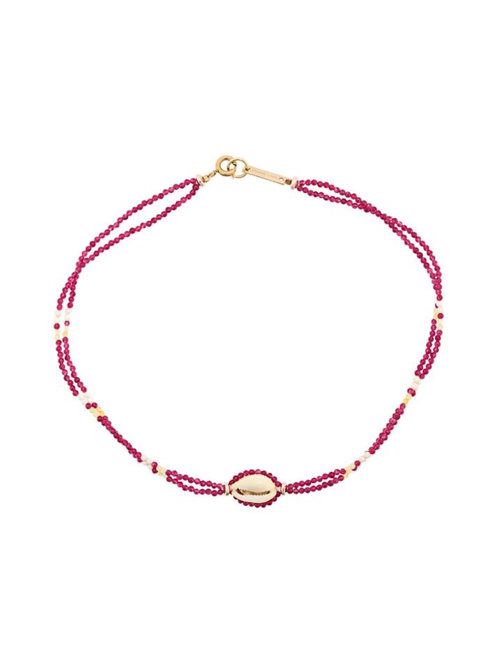 Isabel Marant Beaded Shell Necklace - Pink