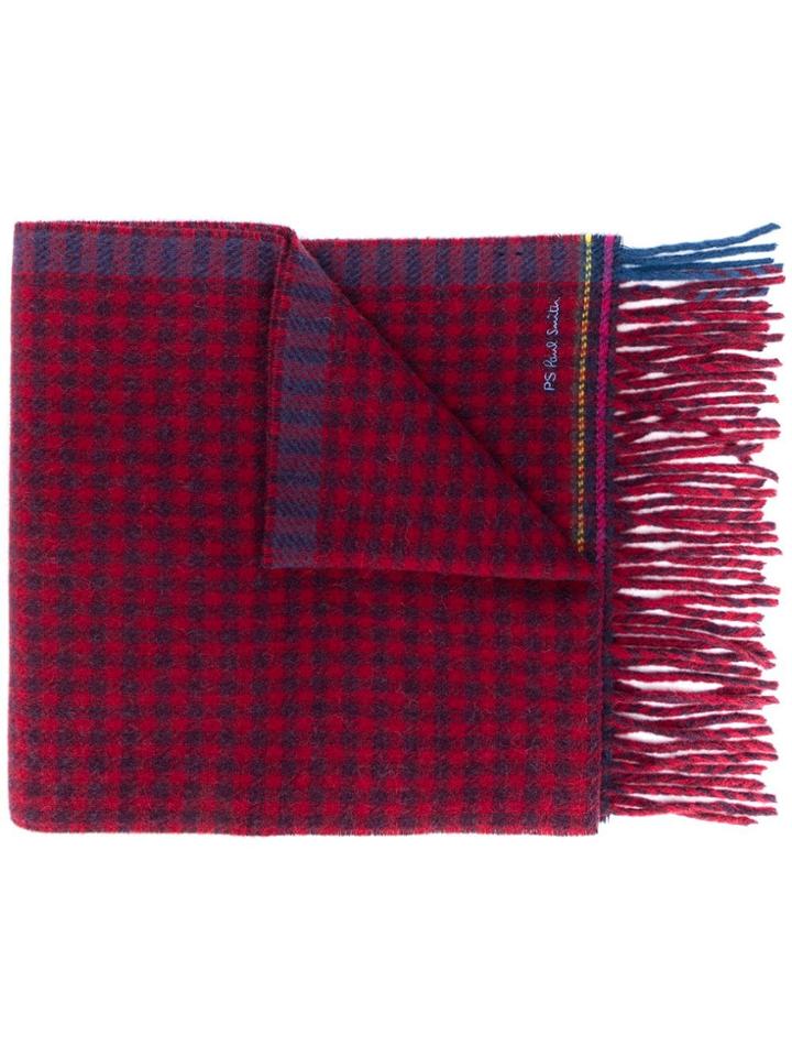 Ps Paul Smith Check Print Scarf - Red