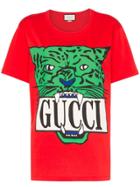 Gucci Tiger Print Logo T-shirt - Red