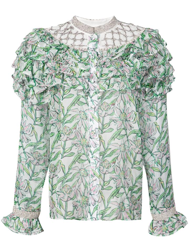 Dodo Bar Or Silvana Crystal-embellished Floral Blouse - White