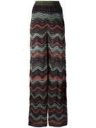 M Missoni Scalloped Pattern Trousers, Women's, Size: 42, Cotton/acrylic/polyamide/metallic Fibre