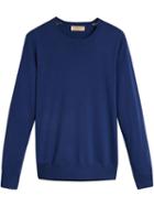 Burberry Tipped Cotton Jersey Sweater - Blue
