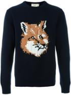Maison Kitsuné Fox Jumper, Men's, Size: Small, Blue, Lambs Wool