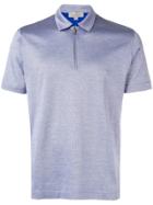Canali Slim-fit Zip-up Polo Shirt - Blue