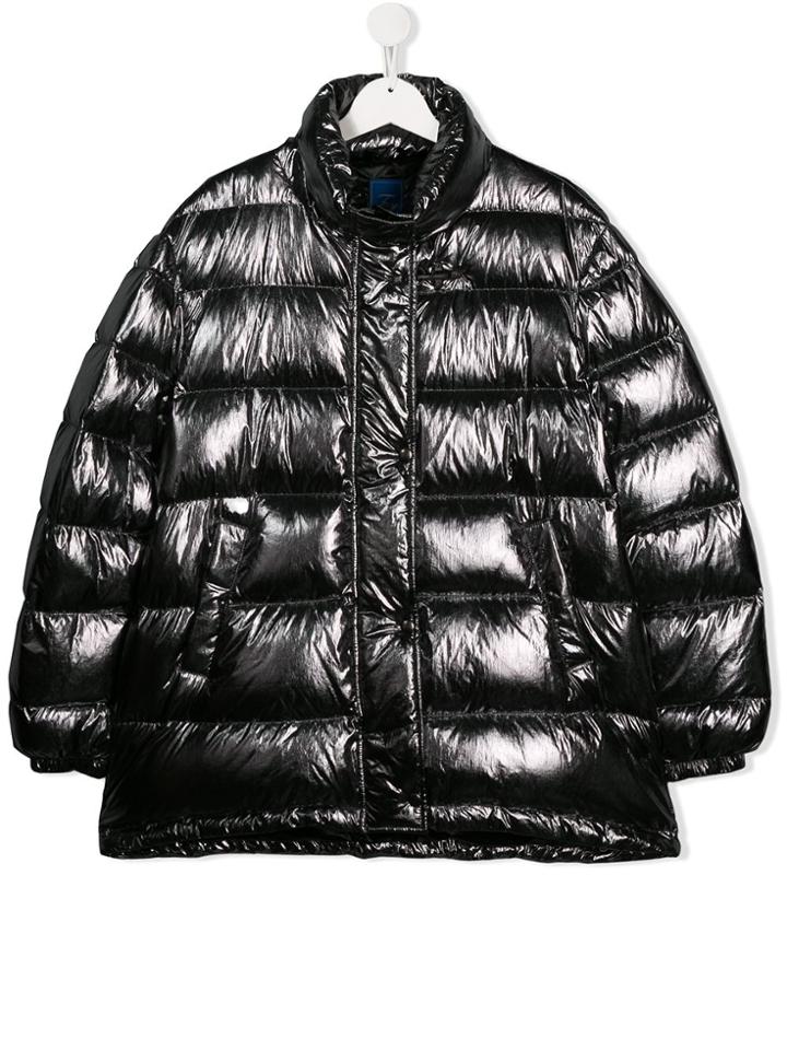 Fay Kids Metallic Padded Coat - Silver