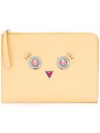 Fendi Embellished Clutch Bag, Women's, Yellow/orange, Lamb Skin
