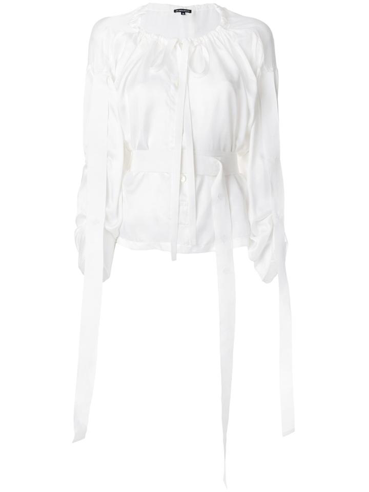 Ann Demeulemeester Gathered Tie Blouse - White