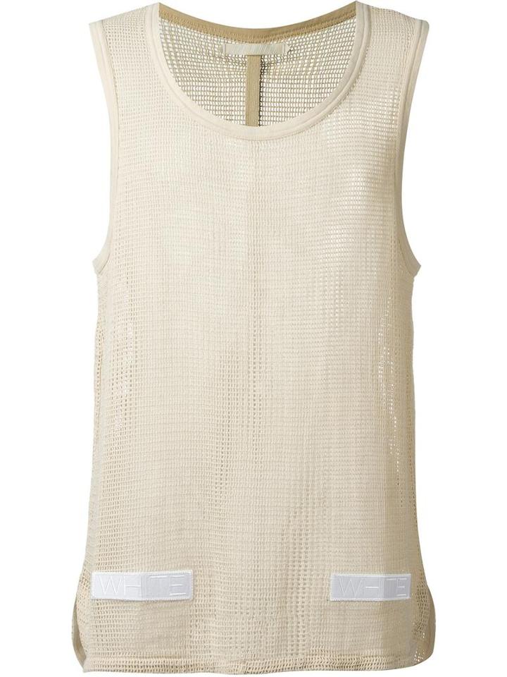 Off-white Stripe Print Detail Knit Vest, Men's, Size: Small, Nude/neutrals, Cotton