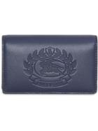 Burberry Small Embossed Crest Two-tone Leather Wallet - Blue