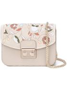 Steffen Schraut Floral Print Shoulder Bag, Nude/neutrals, Leather/rayon/goat Suede/calf Suede