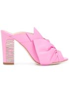 Moschino Back Logo Embellished Sandals - Pink & Purple