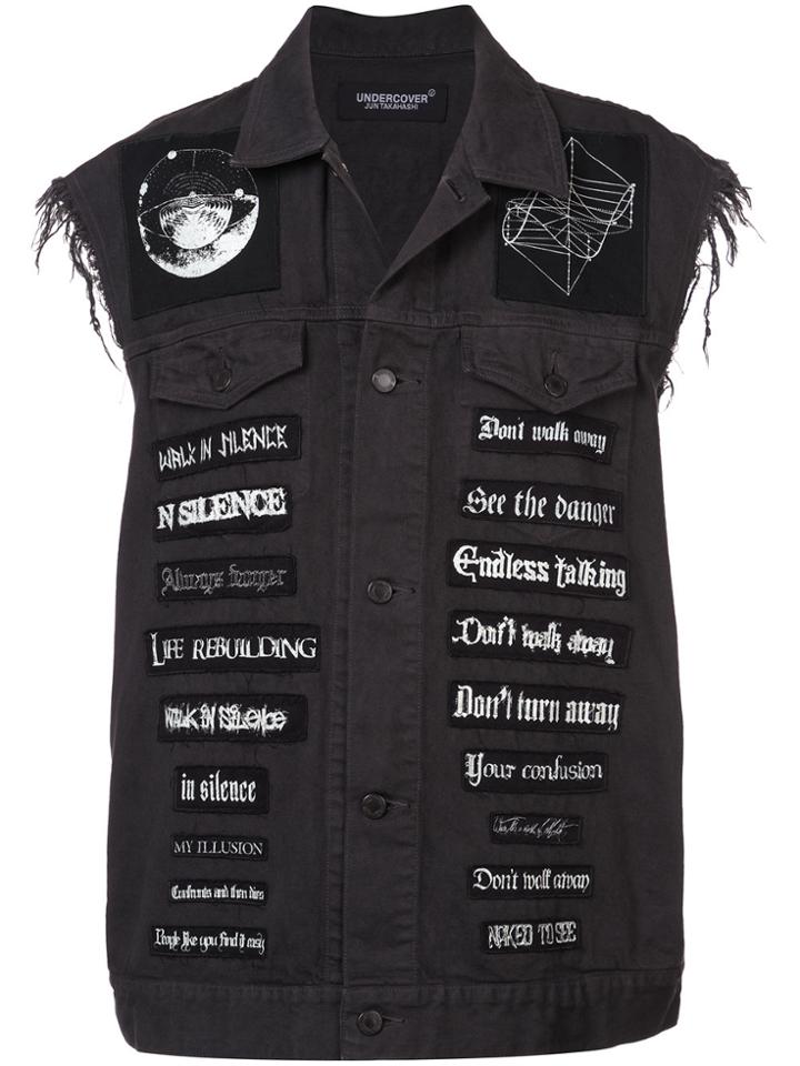 Undercover Patch Applique Sleeveless Jacket - Grey