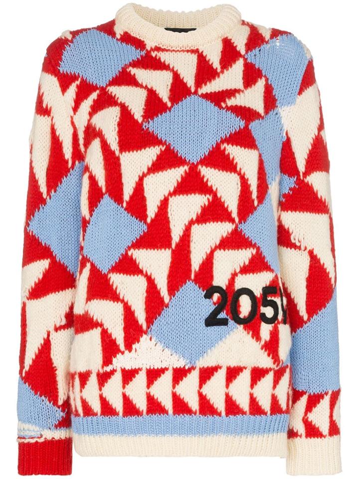 Calvin Klein 205w39nyc Geometric Knit Long Sleeve Sweater -