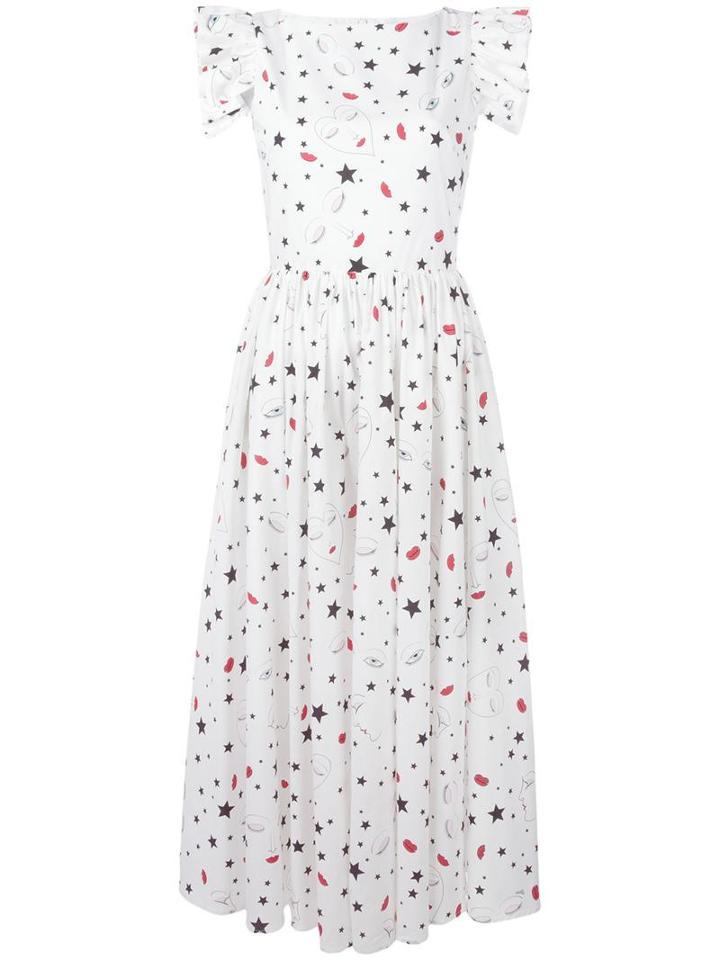Vivetta Multiple Pattern Flared Dress, Women's, Size: 40, White, Cotton
