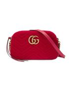 Gucci Gg Marmont Velvet Small Shoulder Bag - Red