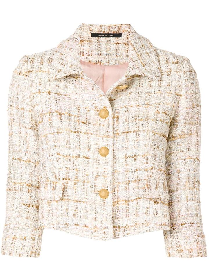 Tagliatore Cropped Bouclé Jacket - Neutrals
