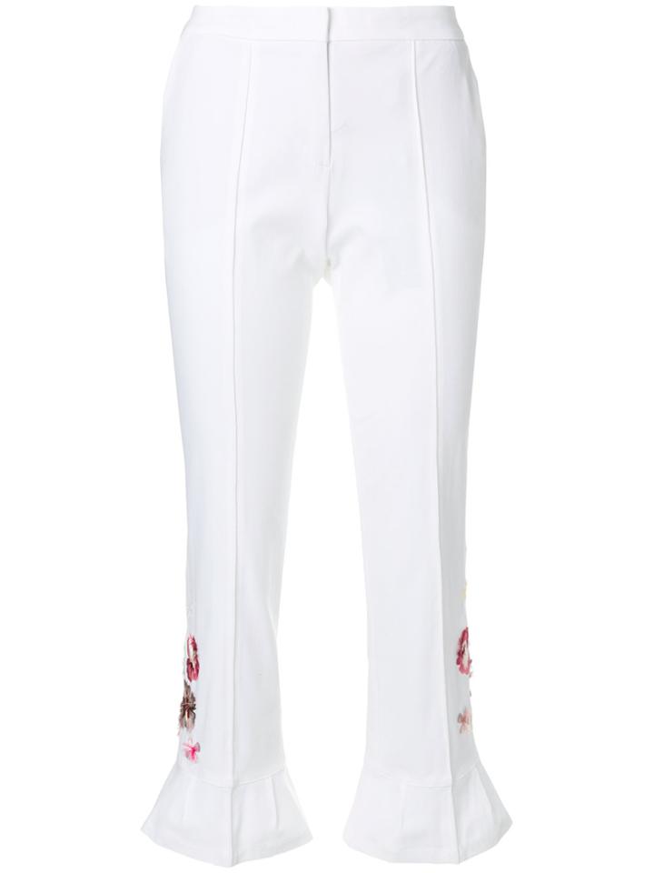 Cambio Embroidered Detail Trousers - White