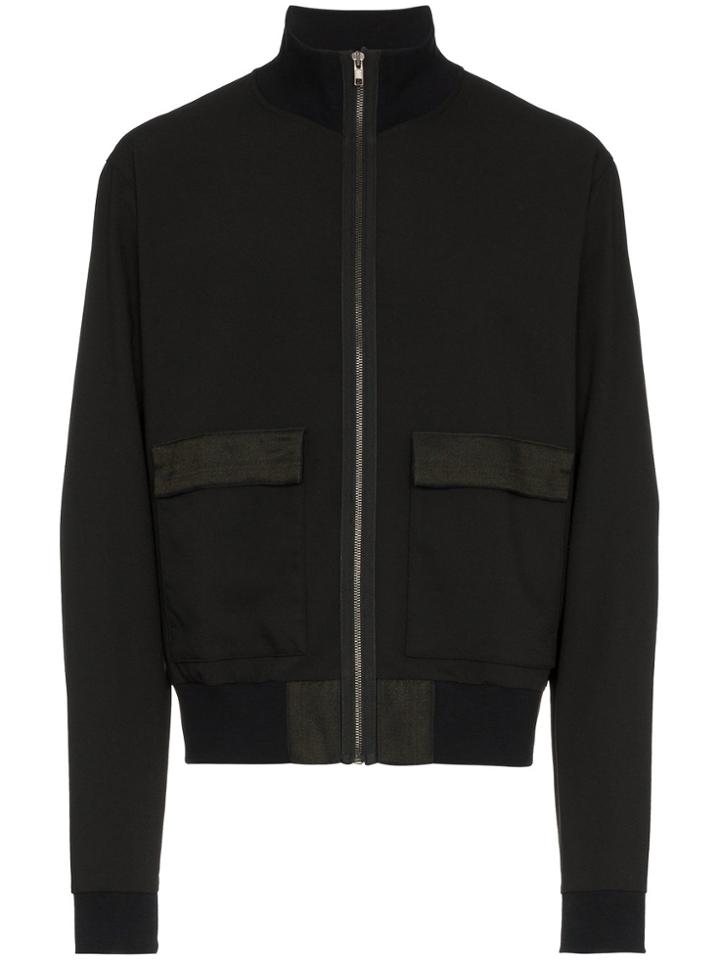 Lot78 Long Sleeve Zip Front Bomber Jacket - Black
