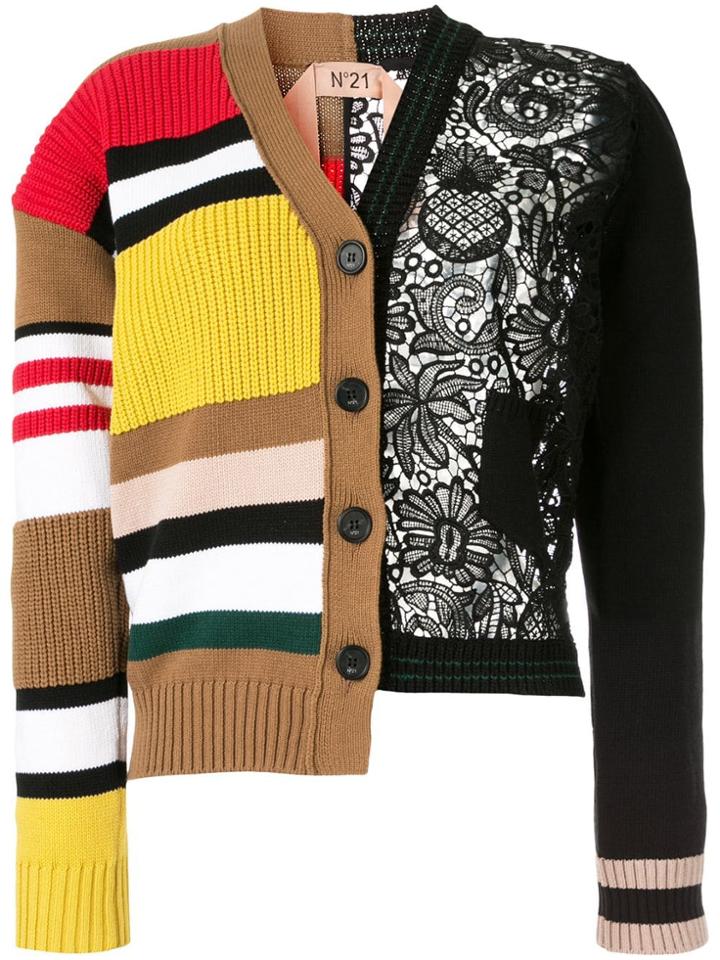 No21 Mixed Panel Cardigan - Metallic