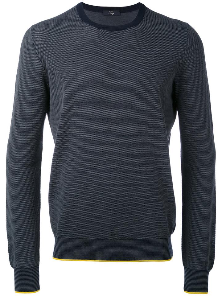 Fay - Spot Knit Crew Neck Sweater - Men - Cotton - Xxl, Blue, Cotton