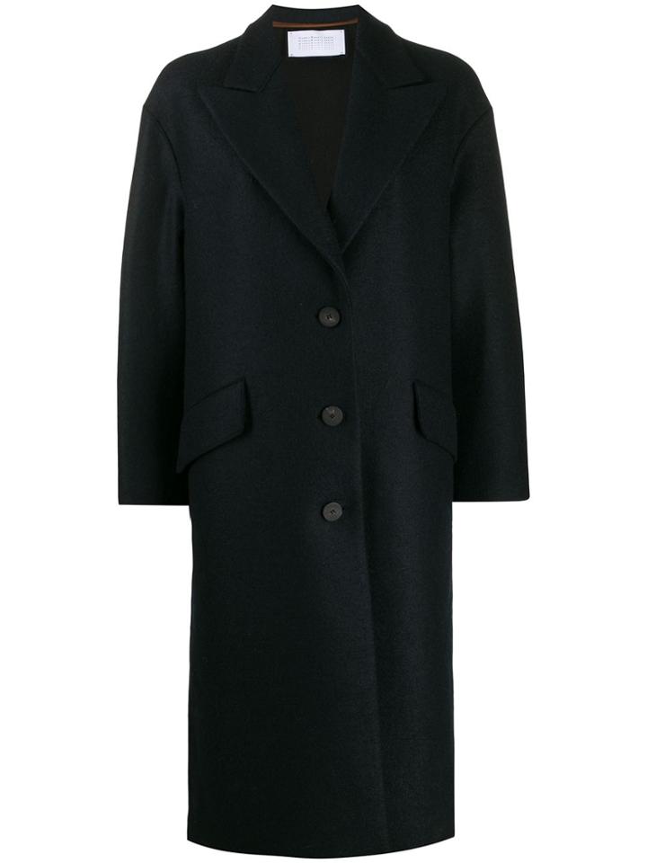 Harris Wharf London Welt Detail Single Breasted Coat - Blue