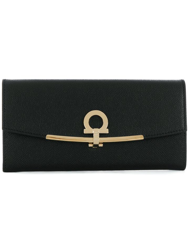 Salvatore Ferragamo Foldover Gancio Wallet - Black
