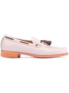 Loveless Contrast Piped Loafers - Pink