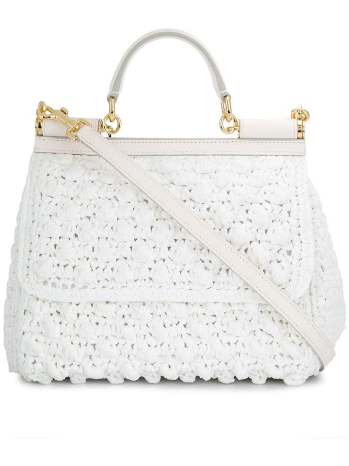 Dolce & Gabbana Crocheted Medium Sicily Bag - White