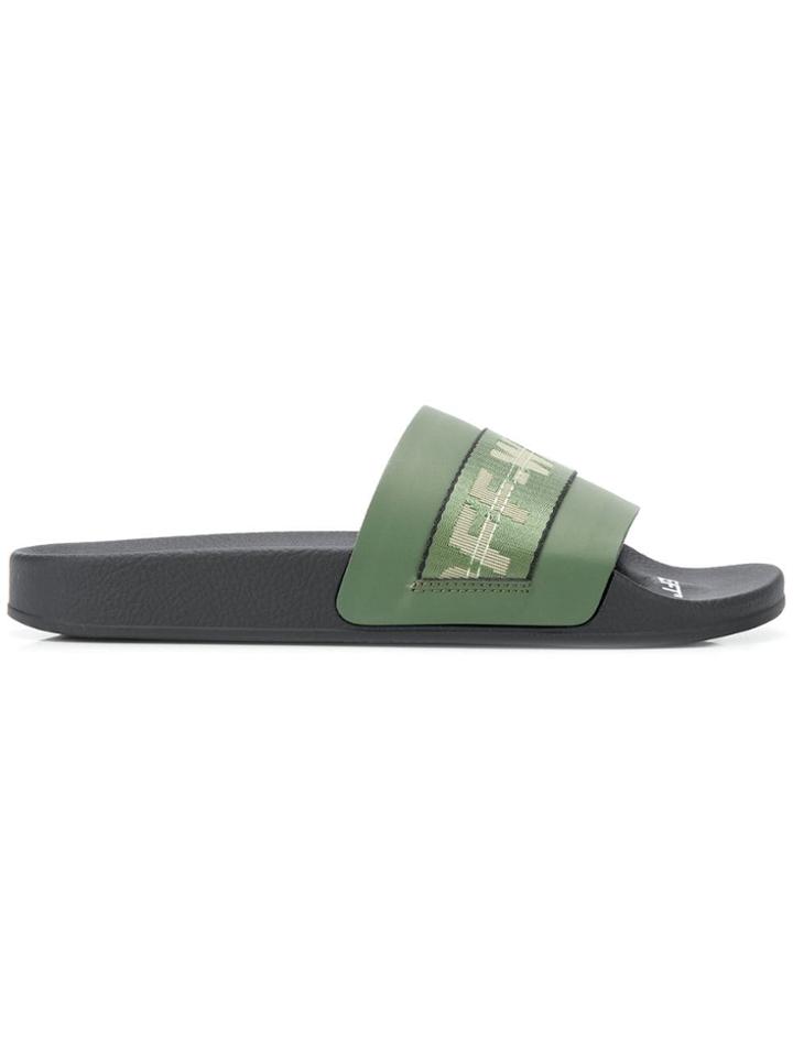 Off-white Logo Slides - Green