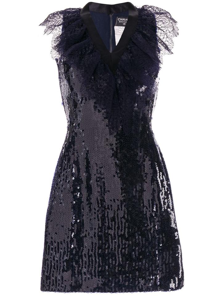 Chanel Pre-owned 1994 Sequin-embellished Dress - Blue