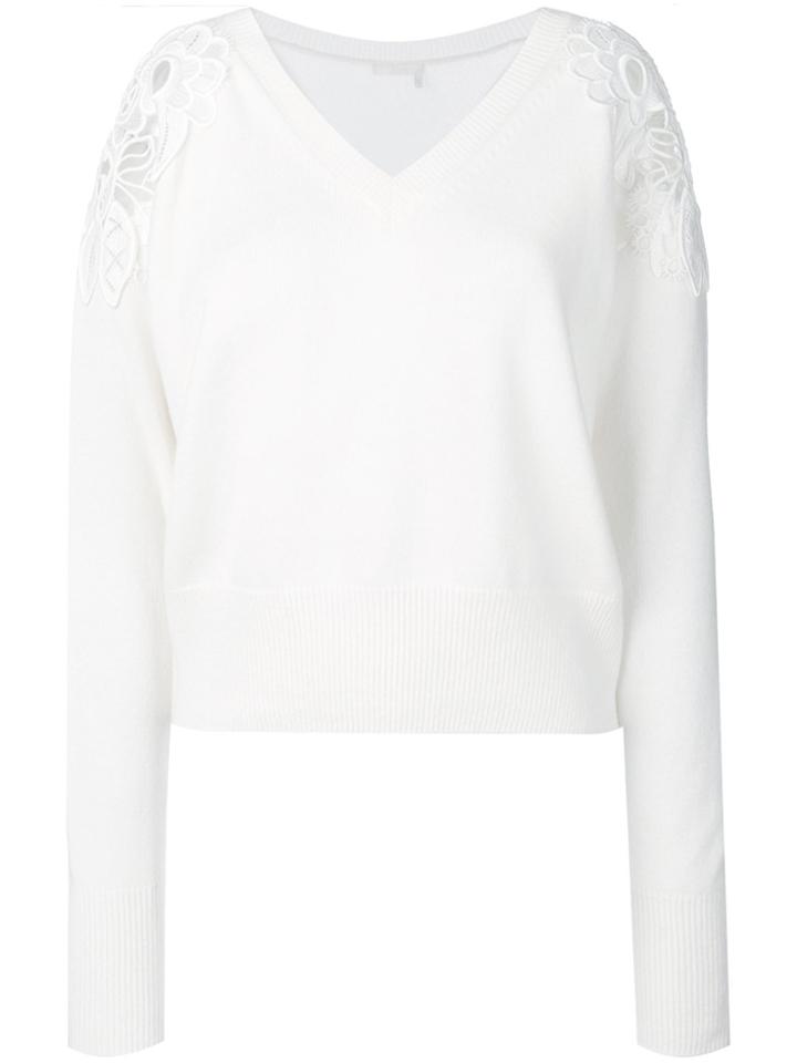 Chloé Lace Shoulder Sweater - White
