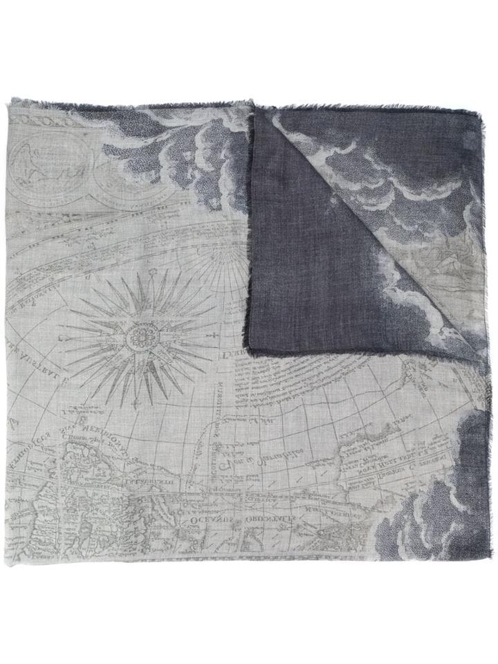 Faliero Sarti Geographic Print Scarf - Grey